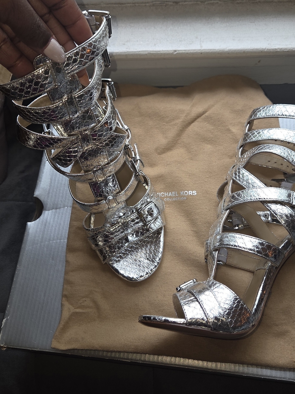 Michael Kors Metallic Strappy Heels US 7